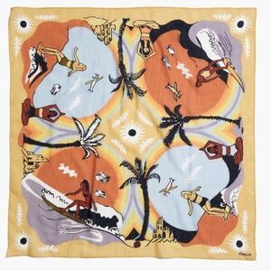 MADEWELL Surfer bandana in multicolor ocean blue, yellow, and rust scarf